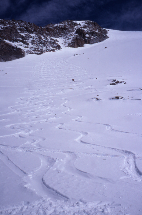 Skiing down Gran Paradiso