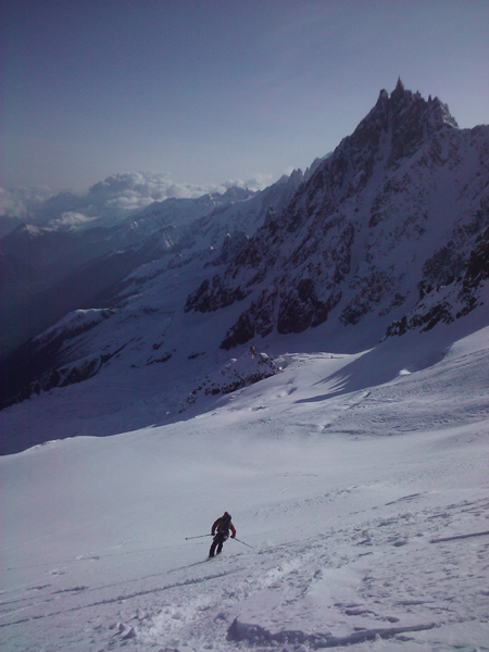 Skiing down form Mont Blanc back towards Chamonix.