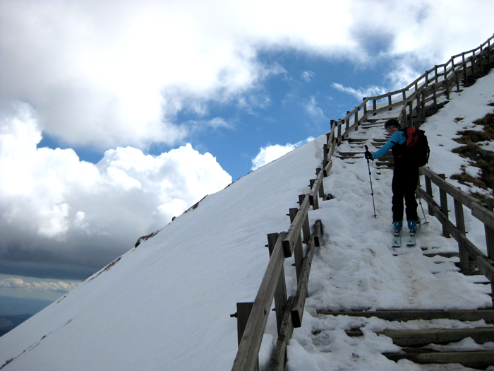 Skinning up the northern staircase on Puy de Sancy! 