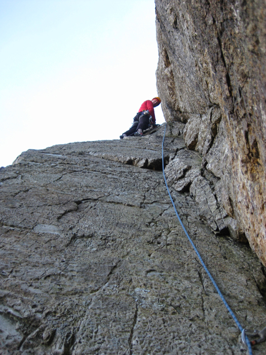 John Biggar leadign Moss Ghyll Grooves, Scafell. 