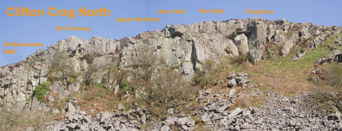 Clifton Crag, Dumfries, topo and route photo