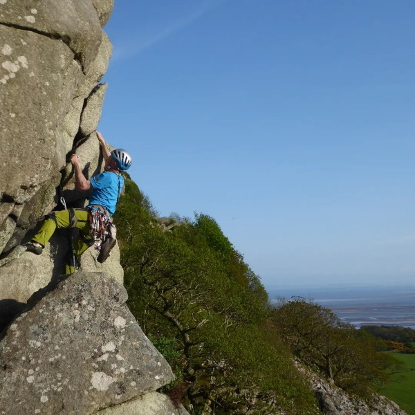 The arete finish to Sidekick, HS.