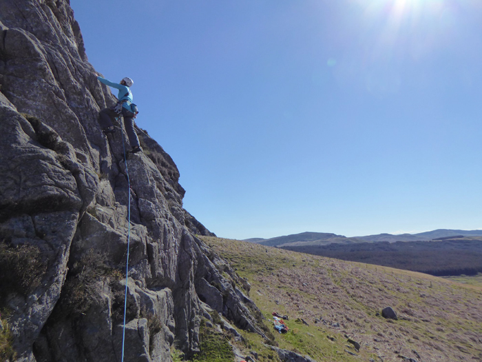 Climbing at the Clints of Dromore, Galloway. 