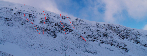 Some new lines at grade II and III were put up in the excellent winter of 2010 by Cam Wheeler. 