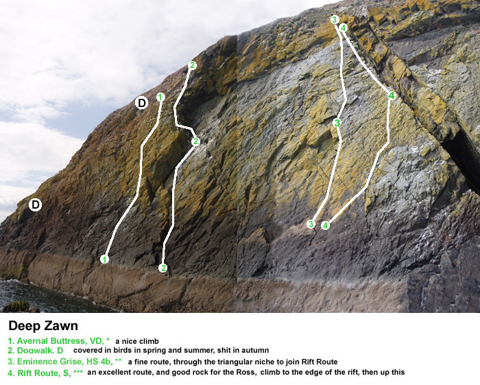 Deep Zawn, Galloway sea cliff rock climbing