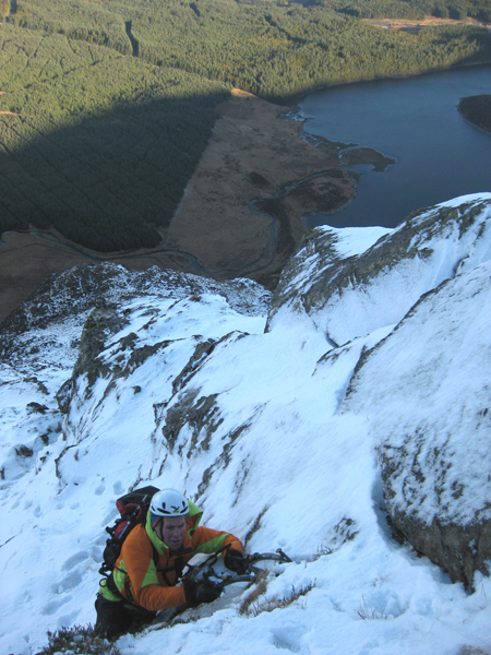 On the NE ridge of Milldown, an enjoyable grade I/II scramble, December 2012.