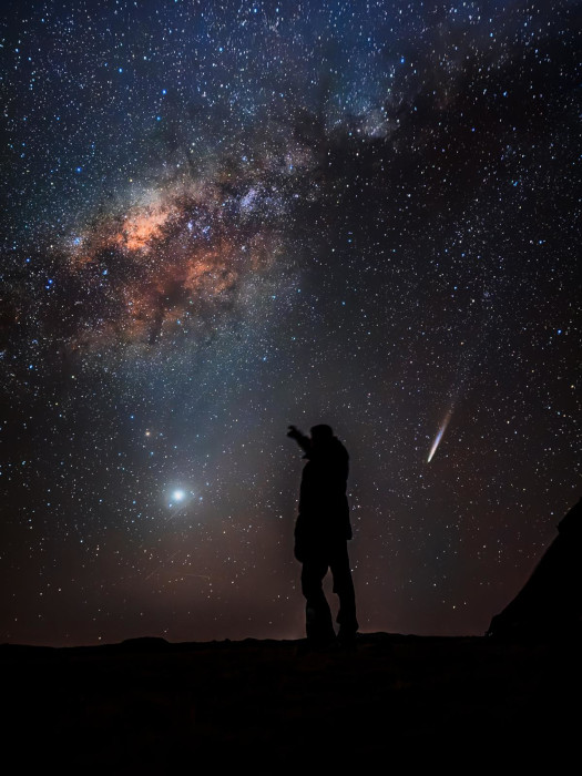 Comet Tsuchinshan and the Mikly Way as seen form Nevado Mismi,from Peru.  