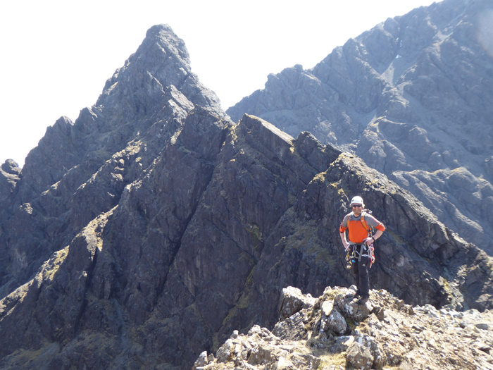  Kenny enjoying the easy scrambling on Sgur nan Each after our ascent of Clach Glas.