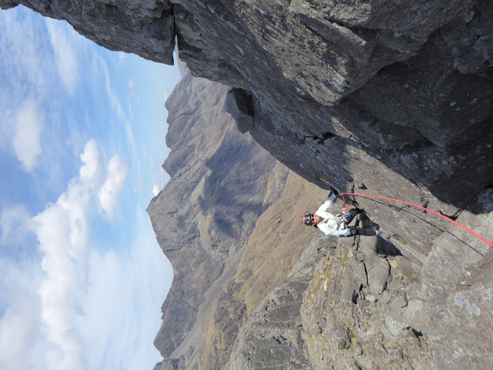 On Sgurr Mhic Coinnich, a great easy scramble with some super narrow ridge sections.