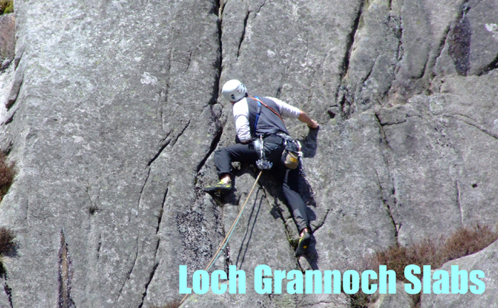 Climbing on the slabs at Loch Grannoch