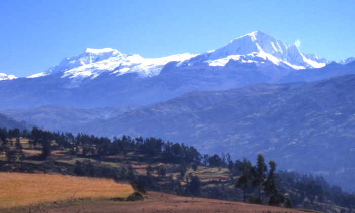 Huascaran and Copa from above Huaraz