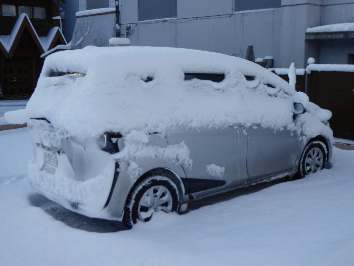 Heavy snow at Lake Akan, Hokkaido, Japan. 