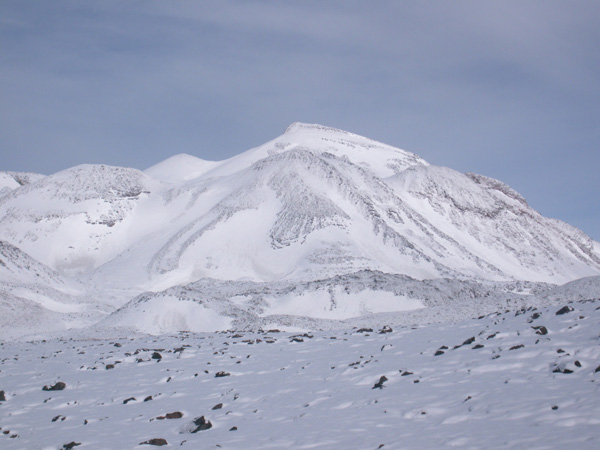 A very snowy view of Ojos del Salado, 6893m, taken in January 2008 by Arjan and Mirjam