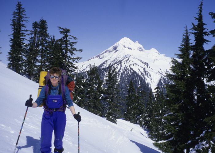 Skiing into the Elfin Hut and Mt. Garibaldi, Coast Range, BC. 